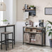 Sideboard, Küchenschrank, Aufbewahrungsschrank, mit 2 Schiebetüren, verstellbare Ablage, industriell, für Wohnzimmer, Greige-schwarz