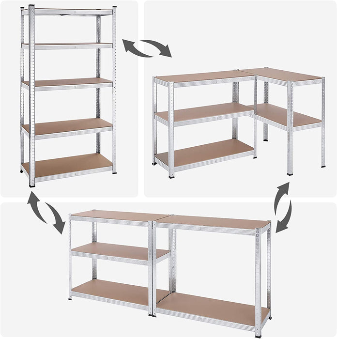 Schwerlastregale, 2er Set, Kellerregale, Lagerregale, 180 x 90 x 40 cm, Steckregale, jeweils bis 875 kg belastbar und 5 verstellbare Ablagen verstärkt