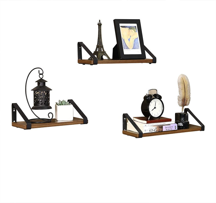 Wandregal im Industrie-Design, Schweberegal, 3er Set, Wandmontage, stabiles Regal zur Präsentation, für Wohnzimmer, Badezimmer, Küche, Vintage
