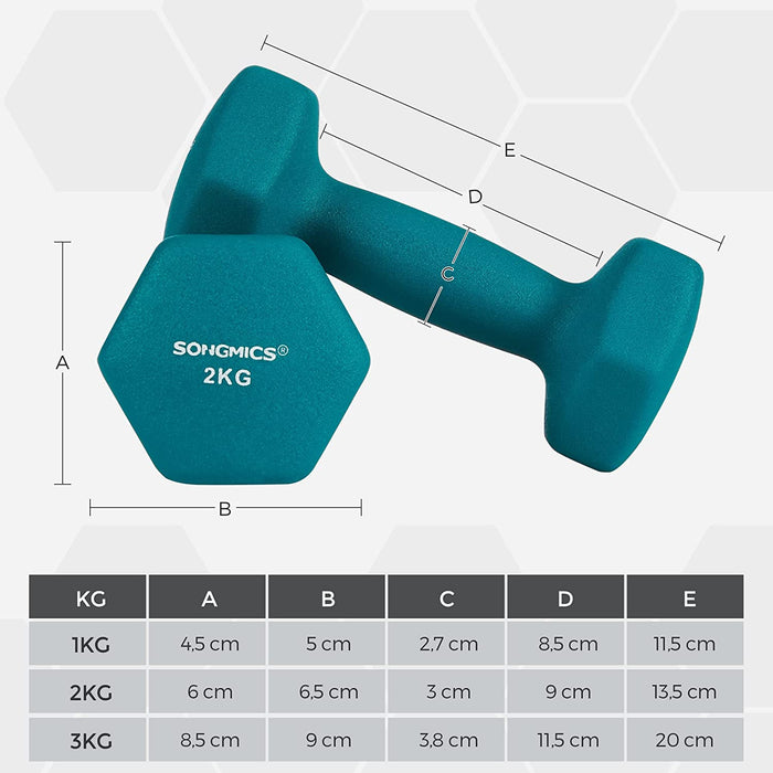 Hanteln, Hantelset, Kurzhanteln, Hexagon, mit Hantelständer, 2 x 1 kg, 2 x 2 kg, 2 x 3 kg, Vinyl-Beschichtung, Krafttraining