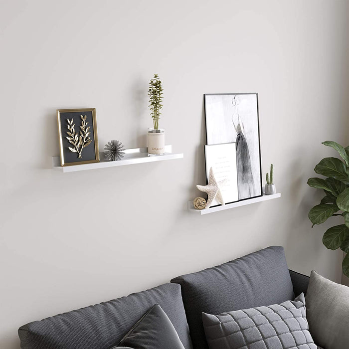 Wandregal, 2er Set, Schweberegale mit Hochglanzlackierung, 60 x 10 cm, Wandboard für Bilderrahmen und Bücher, Wohnzimmer, Schlafzimmer, Bad, Küche