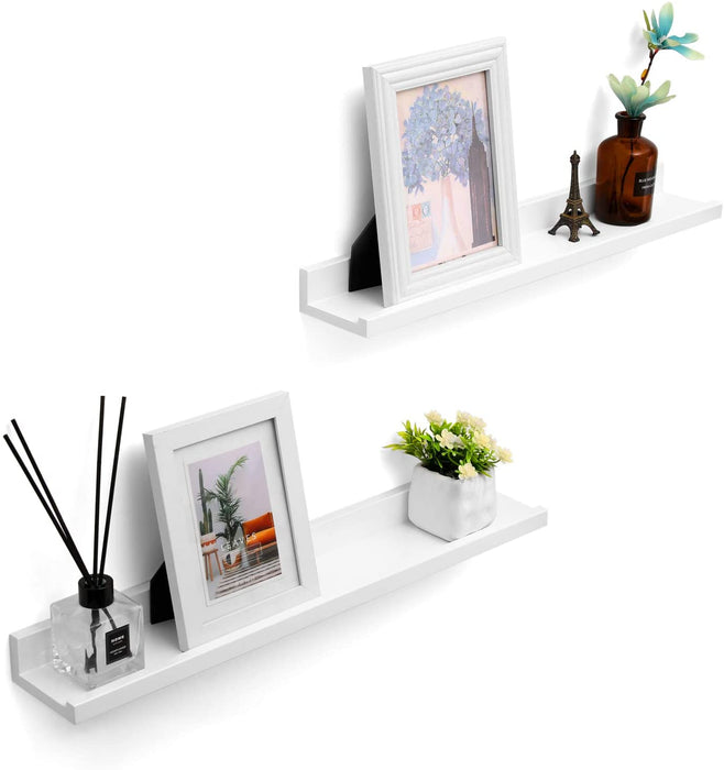 Wandregal, 2er Set, Schweberegale mit Hochglanzlackierung, 60 x 10 cm, Wandboard für Bilderrahmen und Bücher, Wohnzimmer, Schlafzimmer, Bad, Küche