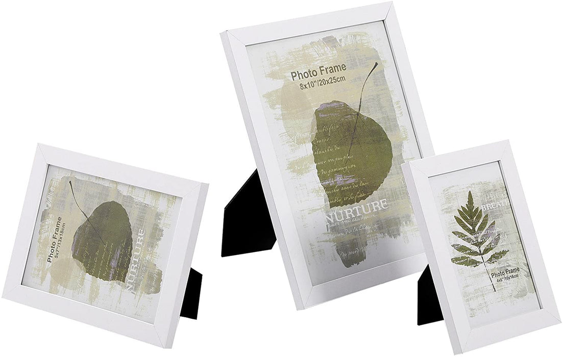 Bilderrahmen 10-er Set Fotorahmen - 2 STK. 20 x 25 cm, 4 STK. 13 x 18 cm und 4 STK. 10 x 15 cm Holzgrenze Weihnachten Weiß