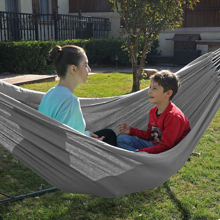 Hängematte, für 2 Personen, 210 x 150 cm, bis 300 kg belastbar, für Terrasse, Balkon, Garten, Outdoor, Camping, mit Transportbeutel, grau