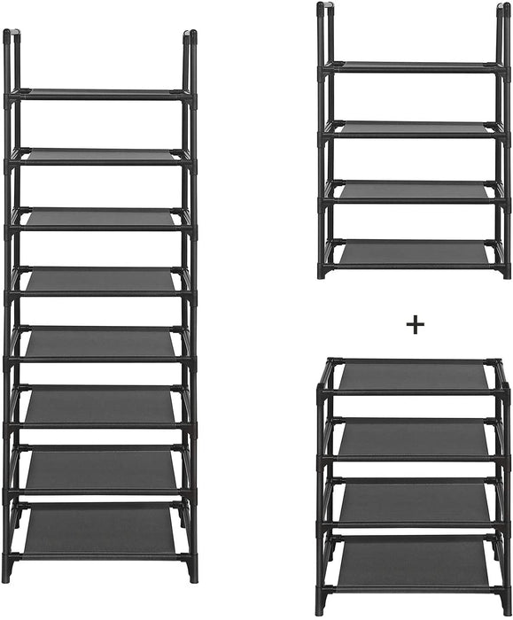Schuhregal mit 8 Ablagen, Standregal, multifunktional, Schuhaufbewahrung, Metallrahmen, Vliesstoff, für 16-20 Paar Schuhe, Flur, Schlafzimmer, Küche
