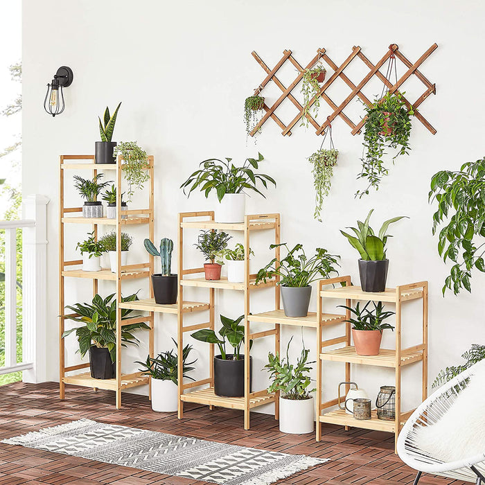 Bambusregal, Küchenregal, Badregal, Bücherregal, Standregal mit 5 Ablagen, 45 x 31,5 x 142 cm, für Bad, Küche, Wohnzimmer, Schlafzimmer, Balkon