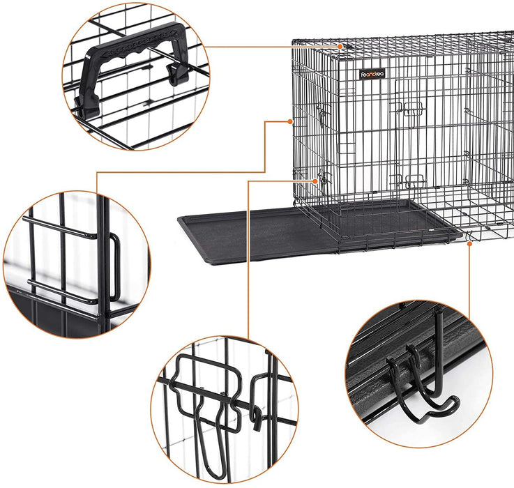Hundekäfig, Hundebox, klappbar, 122 x 74,5 x 80,5 cm, schwarz