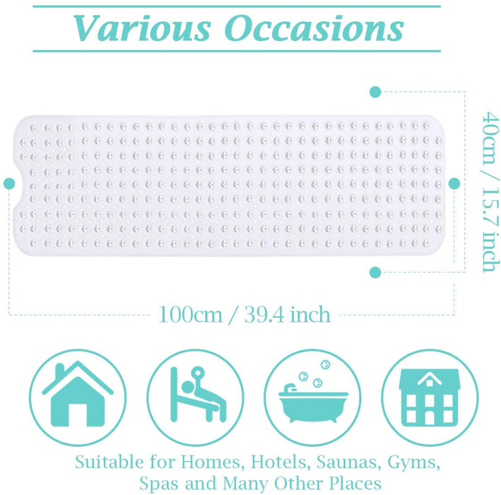 Badewannenmatte Duschmatte Antirutschmatte Badewanne Badewanneneinlage für Kinder Baby, Badematte rutschfest mit Saugnapf Extra Lang 100x40cm
