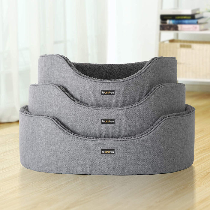 Hundebett, Hundekorb, Wendekissen, 83 x 63 x 27 cm, grau