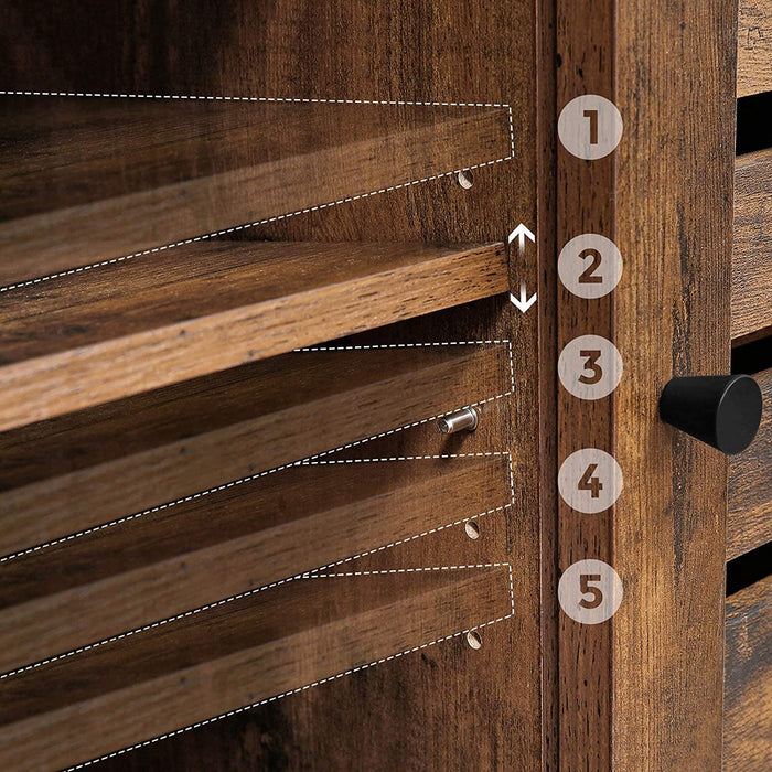 Sideboard, Beistellschrank, Küchenschrank mit offenen Regalfächern, Flurschrank, Kommode mit Lamellentüren, Wohnzimmer, Esszimmer, Büro, Flur