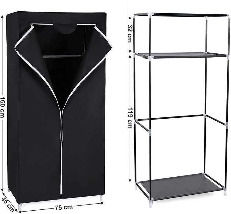 Stoffschrank, Kleiderschrank, Faltschrank mit Kleiderstange, Kleiderständer, Aufbewahrung für Taschen, Spielzeug, Schuhe, Schlafzimmer, Ankleidezimmer