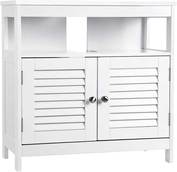 Waschbeckenunterschrank Unterschrank ohne Waschbecken Aufbewahrung viel Stauraum Badschrank mit Lamellentüren 2 Fächer weiß 60 x 60 x 30 cm