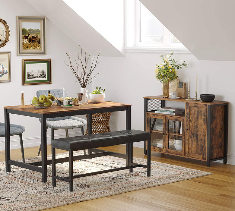 Sideboard, Küchenschrank, Aufbewahrungsschrank, mit 3 Türen, für Wohnzimmer, Küche, Esszimmer, 110 x 33 x 75 cm, Industriestil, vintagebraun-schwarz