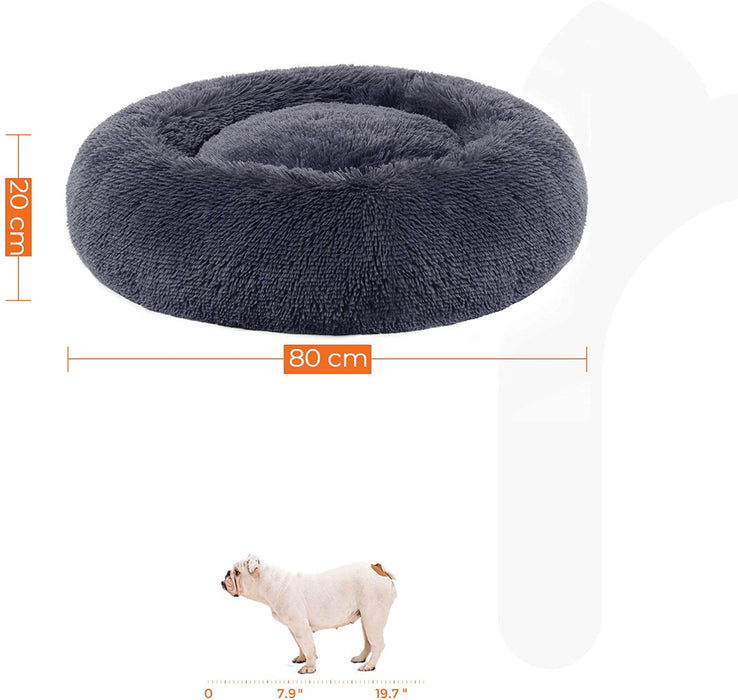 Hundebett, Katzenbett, weicher Plüsch, 80 cm, dunkelgrau