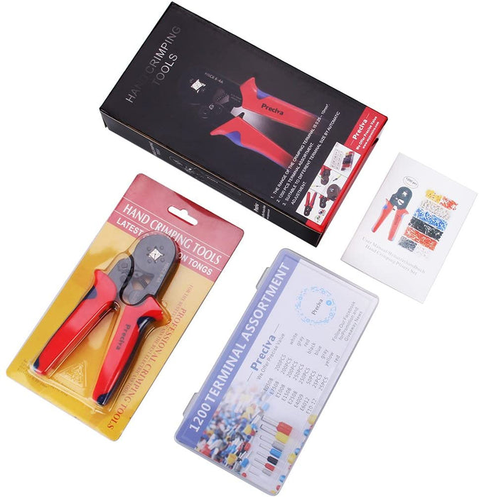 Crimpzangen Aderendhülsen Set, Preciva Aderendhülsenzange mit 1200 stück Aderendhülsen Tool Kit 0,25-10,00 qmm