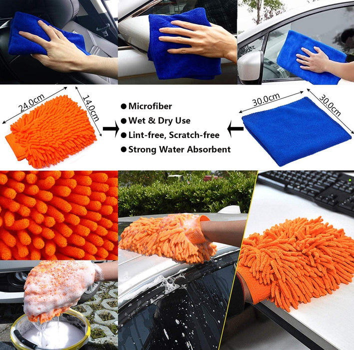 Auto Reinigung Pinsel Set, 14 Pcs Auto Detail Reinigungsbürsten Set Detailing Autobürste für die Detailreinigung des on Autos Innenraums, Außen, Motor