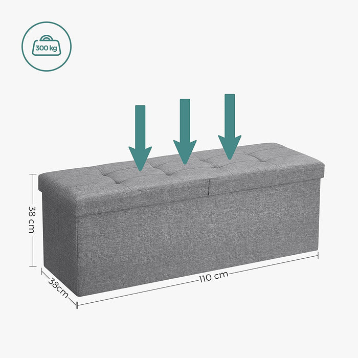 110 x 38 x 38 cm Faltbarer Sitzhocker 3-Sitzer belastbar bis 300 kg Fußbank Schuhbank Tritthocker leinen, Hellgrau