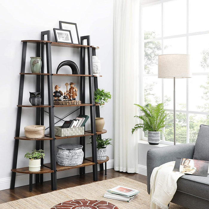 Standregal, Bücherregal mit 5 Ablagen, mit Metallgestell, einfache Montage, für Wohnzimmer, Schlafzimmer, Küche, 56 x 34 x 172 cm (L x B x H)