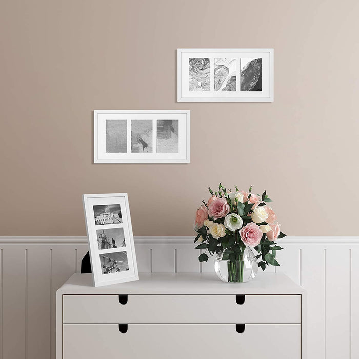 Bilderrahmen für 3 Fotos, Fotorahmen, Fotocollage, Wanddeko, hängend oder stehend, passend für 10 x 15 cm (4 x 6 Zoll) große Bilder, für Familienfotos