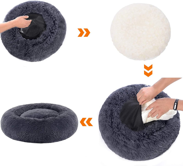 Hundebett, Katzenbett, weicher Plüsch, 60 cm, dunkelgrau