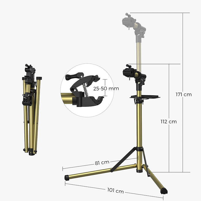 Fahrradmontageständer, Aluminium Montageständer für Fahrräder, Reparaturständer mit magnetischer Werkzeugschale, Reparaturset, höhenverstellbar