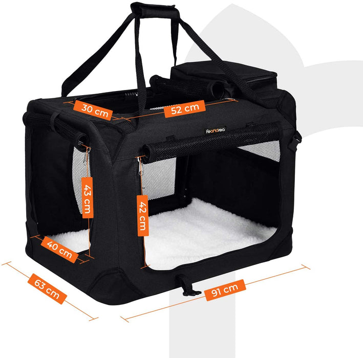 Hundebox, Hundetasche, faltbar, 91 x 63 x 63 cm, schwarz