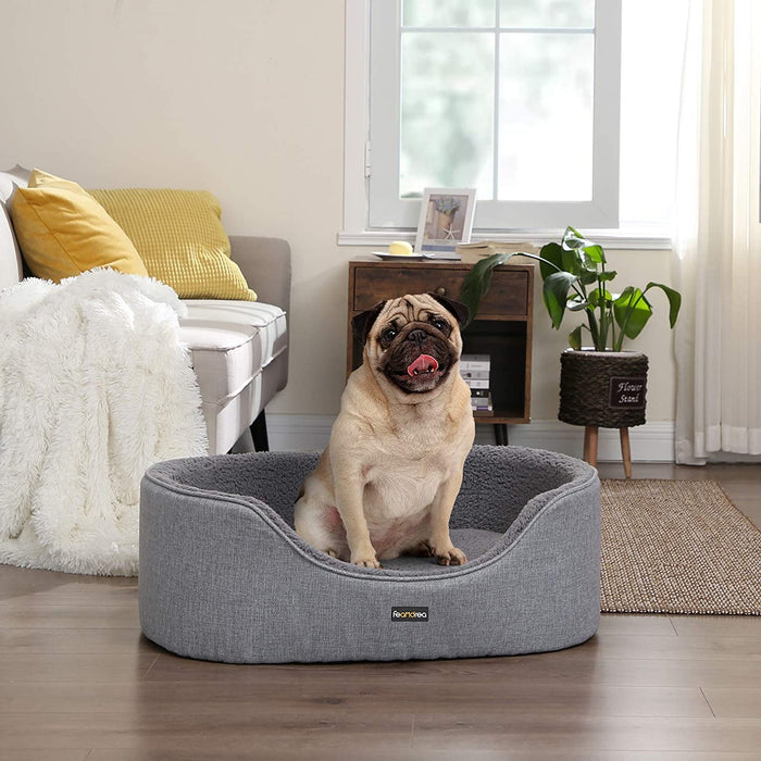 Hundebett, Hundekorb, Wendekissen, 73 x 60 x 27 cm, grau