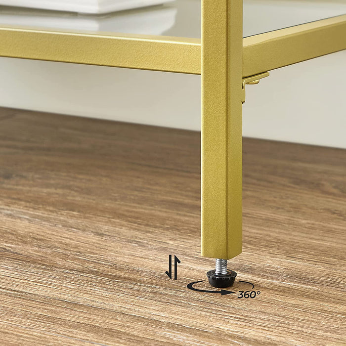 Konsolentisch, Flurtisch, 3 Ebenen, Beistelltisch, Ablagen aus Hartglas, 130 x 30 x 73 cm, Metallgestell, modern, für Flur, Wohnzimmer, Schlafzimmer