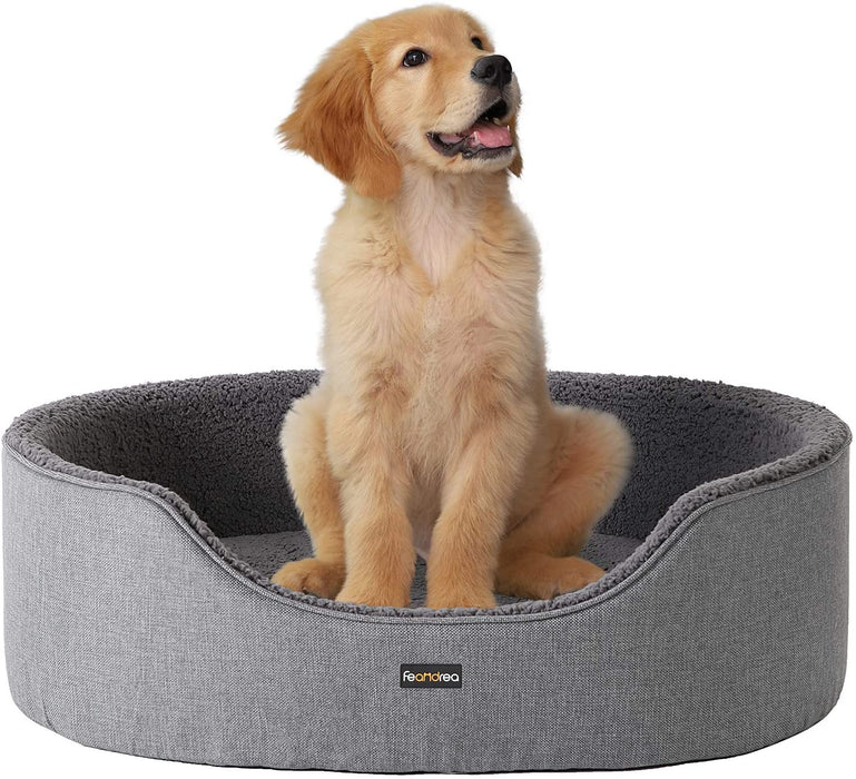 Hundebett, Hundekorb, Wendekissen, 83 x 63 x 27 cm, grau