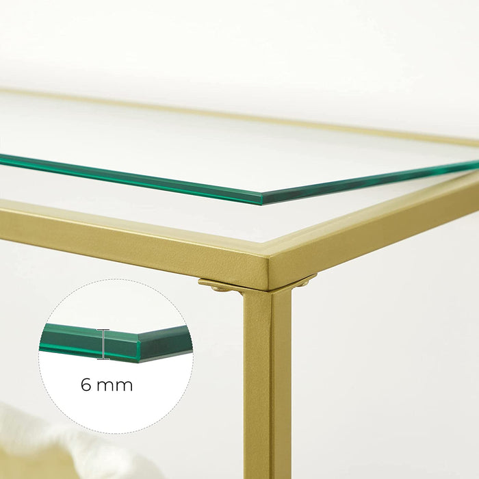 Konsolentisch, Flurtisch, 3 Ebenen, Beistelltisch, Ablagen aus Hartglas, 130 x 30 x 73 cm, Metallgestell, modern, für Flur, Wohnzimmer, Schlafzimmer