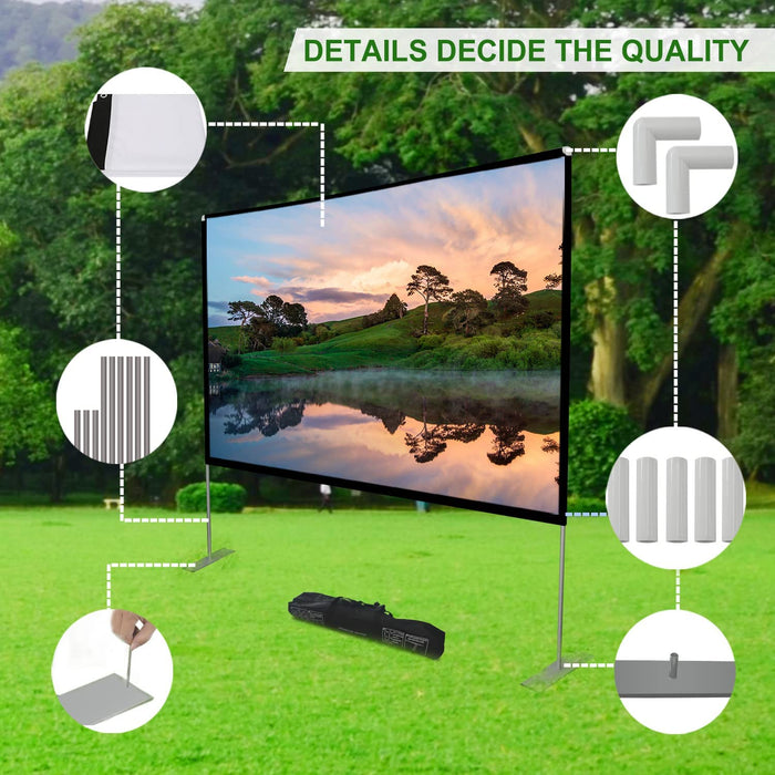 Leinwand Beamer mit Stand 100 Zoll Beamer leinwand Projektor leinwand Outdoor Indoor Filmleinwand 16: 9 Full-Set-Tasche für Heimkino, Camping und Freizeitveranstaltungen