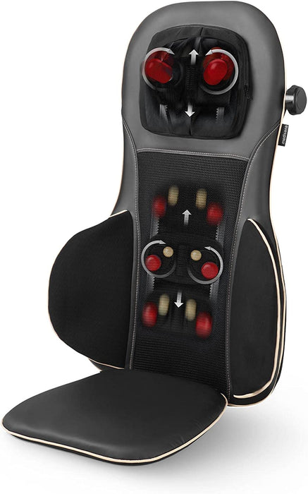 Medisana Shiatsu Massageauflage für Rücken und Nacken, Massagesitzauflage mit Akupressur, Nackenmassage, Wärmefunktion, 3 Intensitäten