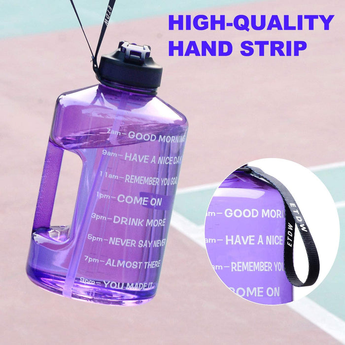 2,2 Liter Trinkflasche Sport mit Zeitangaben und Strohhalme, 2,2L Groß Sportflasche BPA Frei, Auto Wasserbehälter Auslaufsicher Sportflasche (Lila 2,2L)