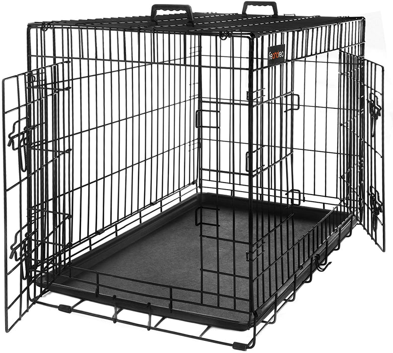 Hundekäfig, Hundebox, klappbar, 107 x 70 x 77,5 cm, schwarz