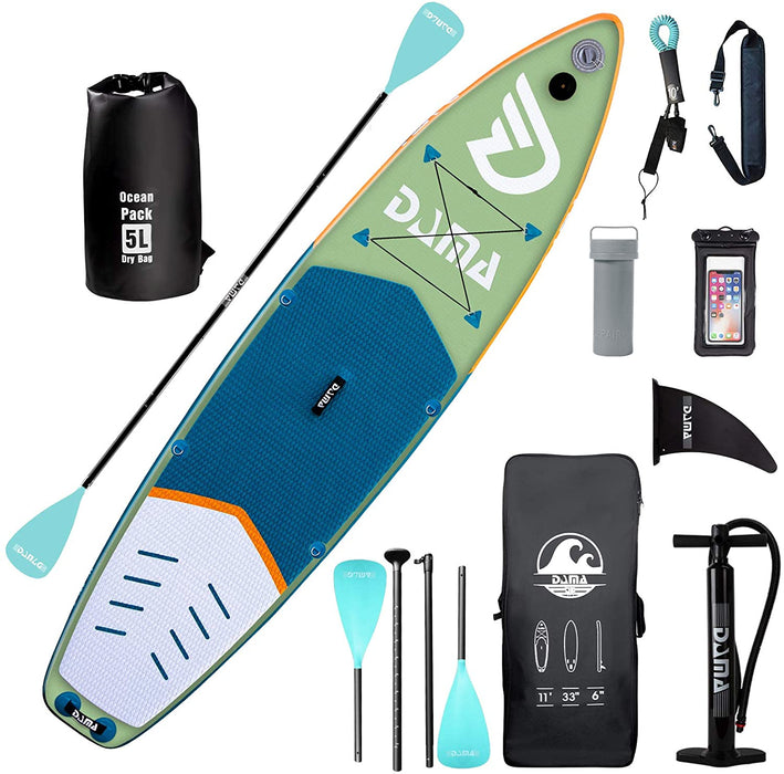 Aufblasbares Stand up Paddle Board (11'*33''*6'), schwimmendes 4er Kajak Paddel, Drop Stitch PVC, reisendes Board, Handpumpe, Leine, Schultergurt