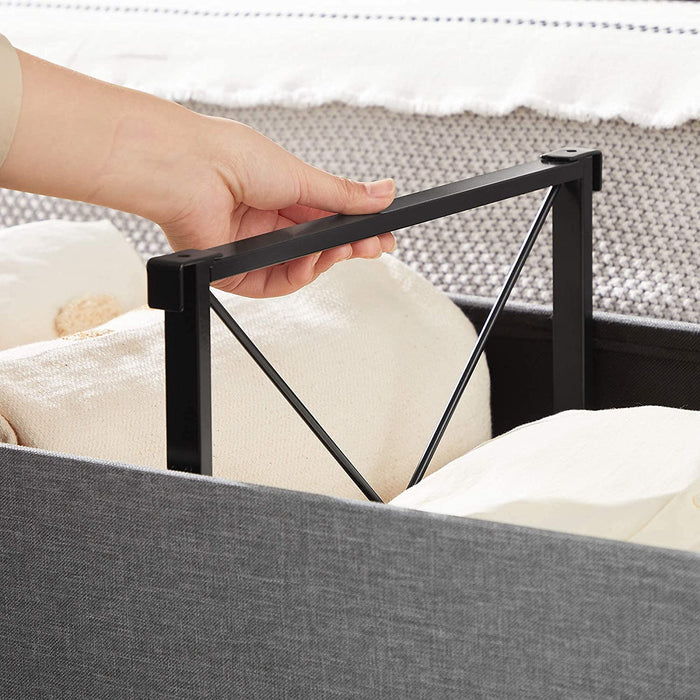 110 x 38 x 38 cm Faltbarer Sitzhocker 3-Sitzer belastbar bis 300 kg Fußbank Schuhbank Tritthocker leinen, Hellgrau