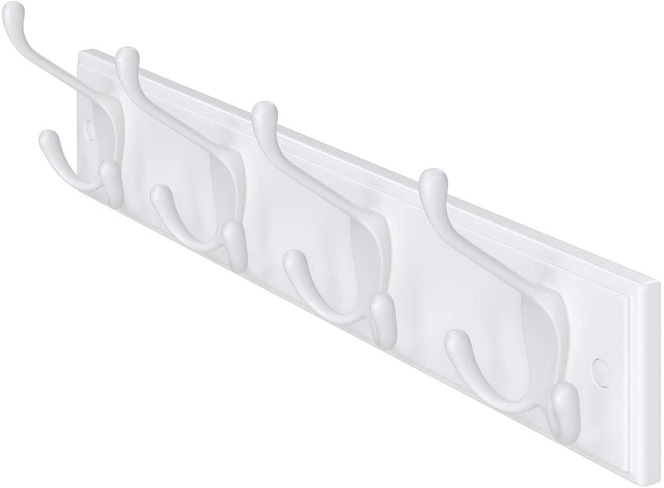 Wandgarderobe, 4 Dreifach-Kleiderhaken, Hakenleiste, Garderobenhaken, Mäntel, Jacken, Hüte, Taschen, Flur, Schlafzimmer, Badezimmer, weiß