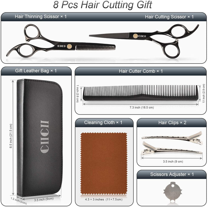 Haarschneideschere, CIICII Professionelle Haarschere Set (Friseurschere & Effilierschere) Haar Bart Trimmen Pflege Haustiere Familie Friseursalon