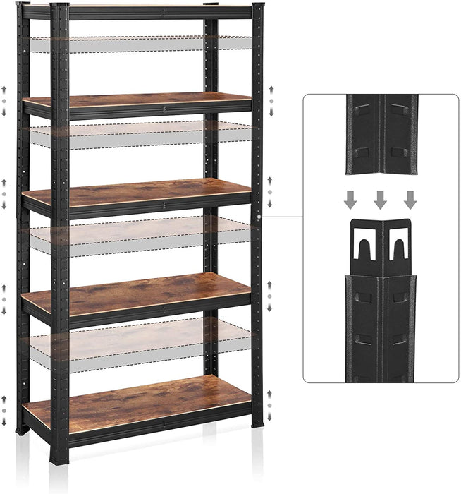 Standregale, 2er Set, Bücherregale, Lagerregale, 5 Ablagen, Küchenregale, Regale, 150 x 75 x 30 cm, bis 400 kg belastbar, verstellbare Ablagen