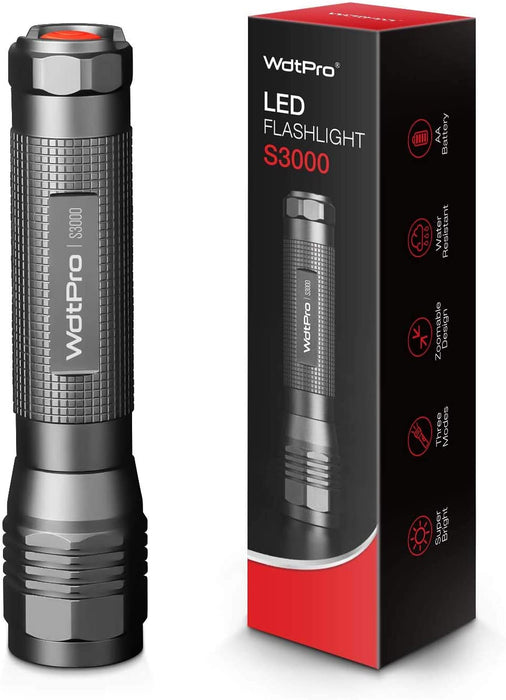 Extrem Hell LED Taschenlampe S3000, 3000 Lumen Taschenlampe mit 3 Modi und Lange Arbeitzeit, IP67 Wasserdicht Zoombar für Outdoor, Wandern, Camping