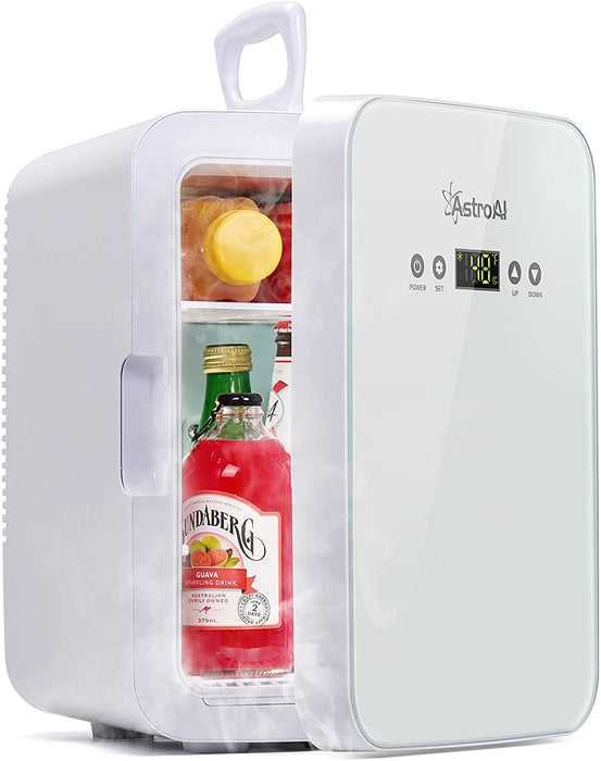 Mini Kühlschrank, 10 L/15 Dosen mini Fridge, mit digitale Temperaturregelung, für Hautpflege, Kosmetik, Medikamente, AC/DC für Zuhause und Reisen