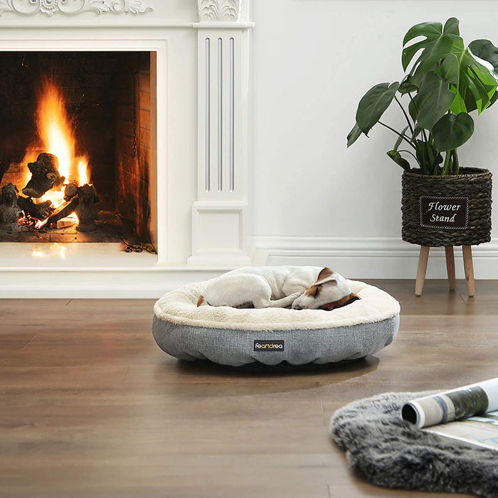 Hundebett, Hundekorb, Katzenbett, Donut, rund, Ø 55 cm, grau