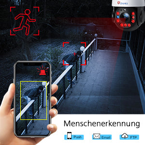 30X Optical Zoom 5MP PTZ Überwachungskamera Aussen, WLAN IP Dome Kamera Outdoor, Menschliche Erkennung, Automatische Verfolgung, 150M Nachtsicht
