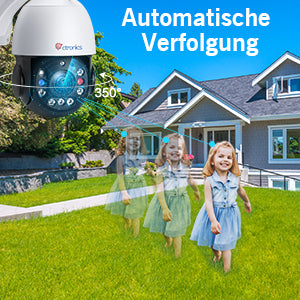 30X Optical Zoom 5MP PTZ Überwachungskamera Aussen, WLAN IP Dome Kamera Outdoor, Menschliche Erkennung, Automatische Verfolgung, 150M Nachtsicht