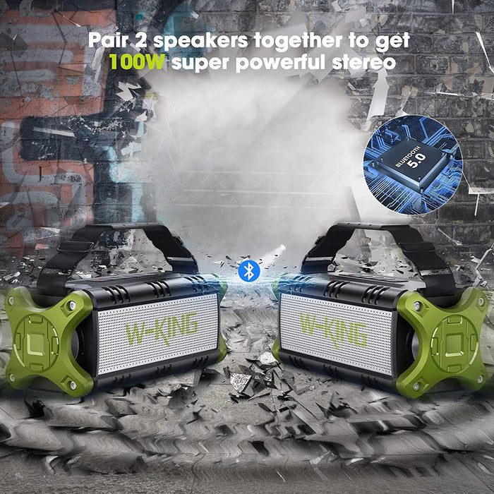 50W(70W Gipfel) Bluetooth Lautsprecher IPX6 Wasserdicht, 24 Stunden Laufzeit, 8000mAh Power Bank, 30 Meter Reichweite, Tragbare Bluetooth Speaker
