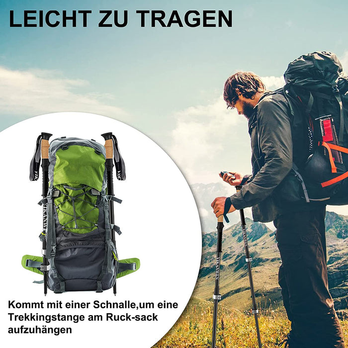Aluminium Wanderstöcke, Trekkingstöcke Walking Stöcke ,höhen-verstellbare Teleskop Stöcke 110-130cm mit Korkgriff inkl. Zubehör | aus stabilem