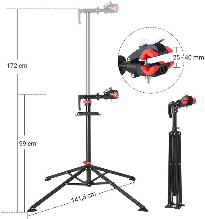 Schwerlast Fahrradmontageständer für Profis, Reparaturständer für Fahrräder, Montageständer mit magnetischer Werkzeugschale, Reparaturset, leicht