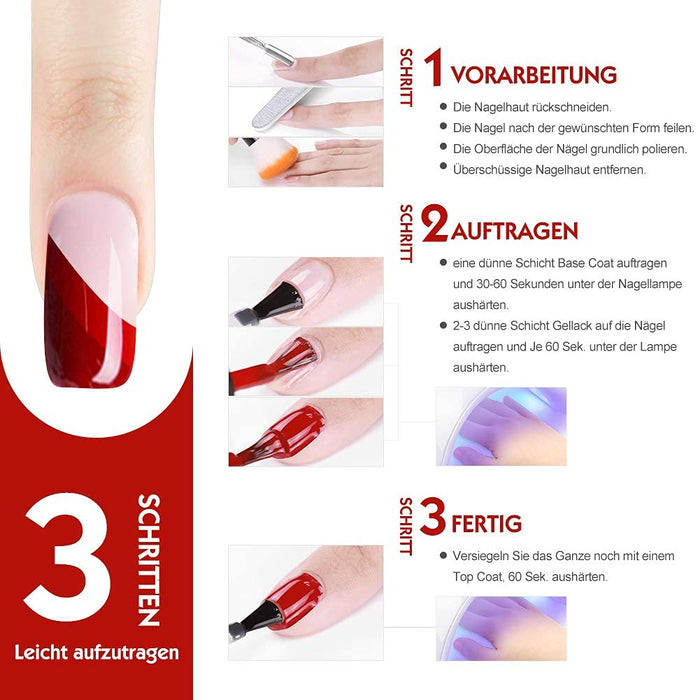 15+3pcs Gel Nagellack Starter Set UV Nagellack 80W UV/LED Nagellampe Nageldesign Set UV Gellack Gel Nägel Farbgel Maniküre komplettes Set