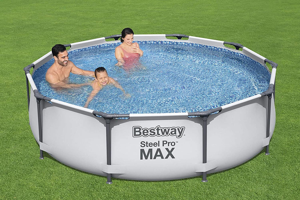 Bestway Steel Pro MAX Frame Pool ohne Pumpe Ø 305 x 76 cm, lichtgrau, rund