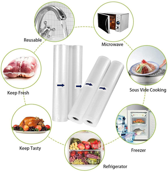 Vakuumierbeutel Profi- vakuumierfolie, 6 Rollen 20x300cm & 15x300cm folienrollen für alle vakuumierer, BPA-frei, stark & reißfest, Sous Vide geeignet